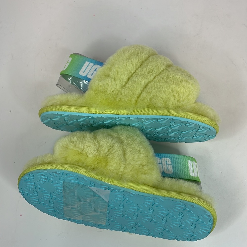 New Toddler Yellow Sheepskin UGG Fluff Yeah Slide Size 7T - Picture 6 of 11